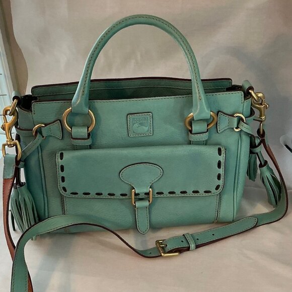 Dooney & Bourke Handbags - Dooney & Bourke Turquoise Florentine Medium Pocket Satchel